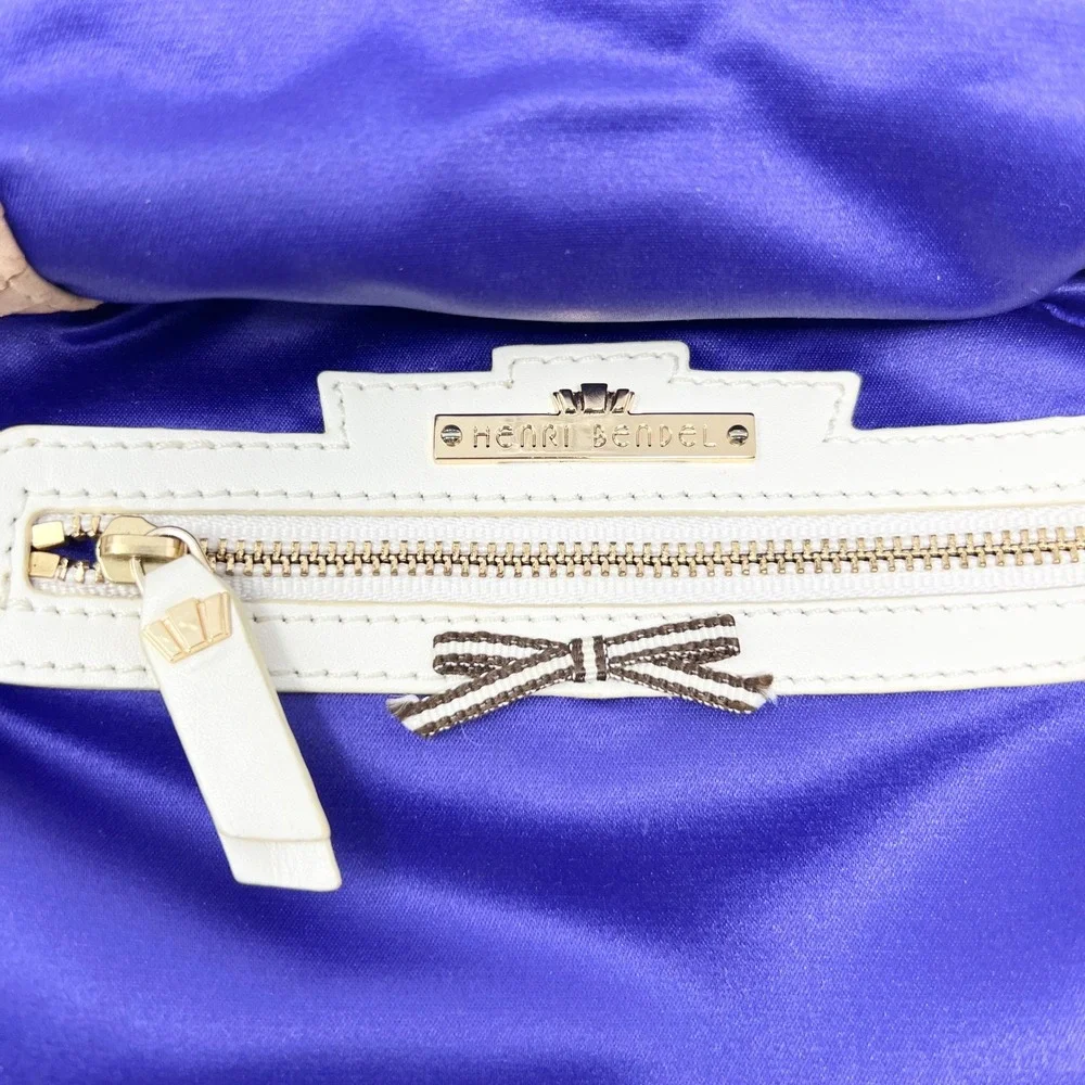 Henri Bendel Hasp Snake Python Embossed Leather Crossbody Bag‎ Tan Tassel Rare